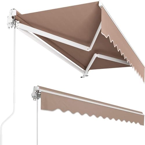 LIFERUN Toldo manual con brazo articulado, 250 x 200 cm, toldo solar, impermeable, soporte de pared, manivela ajustable, aluminio/poliéster, toldo para terrazas exteriores, balcones, beige