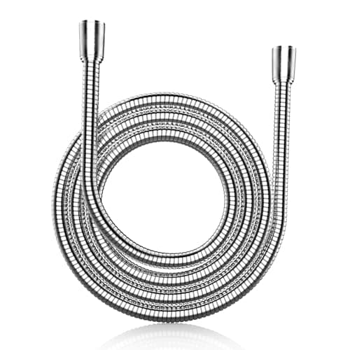 MEKO Flexible de Ducha Universal (G1/2, 1.8M) en Acero Inoxidable, Manguera de Ducha Anti-Enrollamiento y Anti-Doblez, Manguera de Acero Inoxidable para Cabezal de Ducha (Plata, 1.8m)