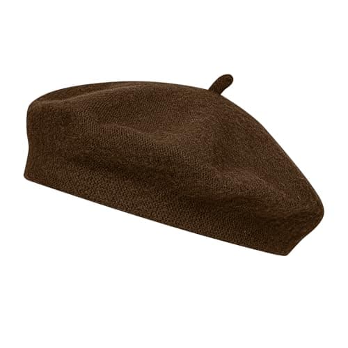 Alaoo Sombrero de Boina Francesa,Sombrero Lana Clásico de Boina Mujer,Elegantes Gorros Vintage Boina,Sombrero Otoño Redondo Vintage,para Accesorio, Disfraz,Carnaval,Fiesta de Disfraces,Marrón