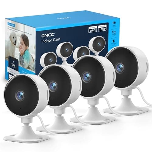 GNCC GC3 Pack 4 Camaras Vigilancia Domicilio WiFi 1080P, Fijas, Monitor Bebés/Mascotas, Fácil Instalación, Detección de Movimiento, Nube y Almacenamiento SD, Se Requiere Suscripción, 2.4GHz, Plug-in