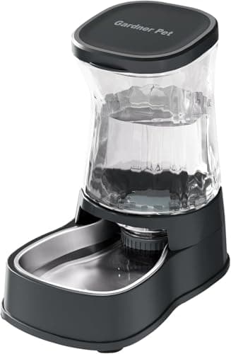 Gardner Pet 3.85L Comedero Gato Automatico, Bebedero Gatos Automatico con Bol Acero Inoxidable, Bebedero Perro para Gravedad, Sin BPA, Prevenir el Vertido, No Requiere Electricidad (Gris)