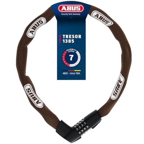 ABUS Cerradura de Cadena Tresor 1385 - Cerradura de combinación de Acero Templado - Cadena Cuadrada de 7 mm de Grosor - Nivel de Seguridad 7-85 cm - Marrón