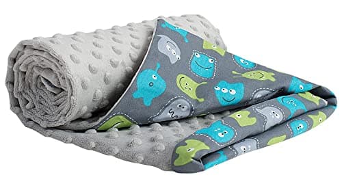 Medi Partners Manta para Bebe 75x100cm Mantas Recien Nacido Mantita Bebes 100% Algodon Verano Bebés Minky Universal Confortable (Criaturas con Gris Minky)