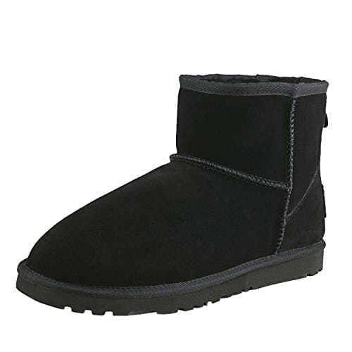 Shenduo Zapatos Invierno - Botas de Piel para Mujer de Clásico de Caña Baja Forradas Planas DA5854 Negro Talla 40