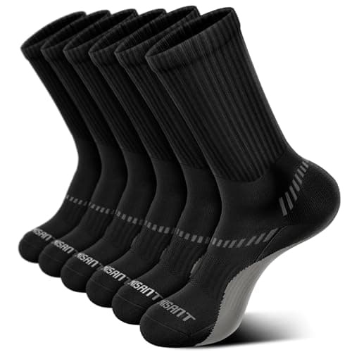 BULLIANT Calcetines Hombre 6 Pares, Calcetines Antiampollas Deporte Compresivos Senderismo Medias Futbol,Transpirable con Suela Totalmente Acolchada(6Pares-Negro2643-39-42)