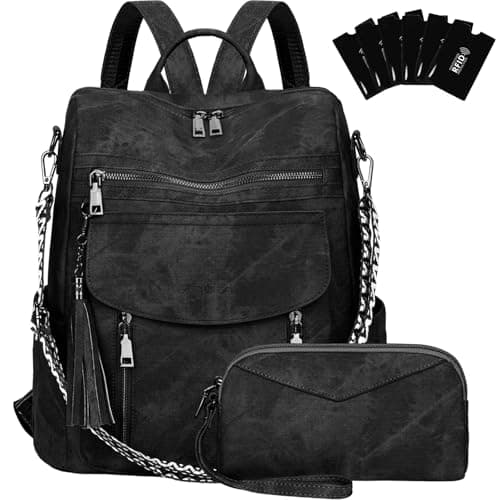LEASOUL Mochila Mujer de Cuero Vegano Impermeable y Antirrobo, Mochila Elegante para Portátil, para Oficina, Universidad y Viajes