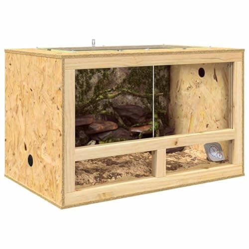 vidaXL Terrario Marrón 80 x 50 x 50 cm OSB, Terrario Rectangular de Cristal, rústico y Resistente, hogar de Reptiles y Anfibios, Ideal para tu Mascota