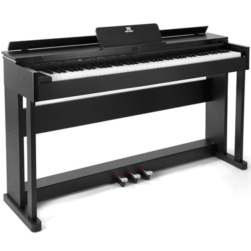 MUSTAR Piano electrónico de 88 teclas con mecanismo de martillo, piano digital con adaptador de 3 pedales, 2 conectores para auriculares, sistema de control dual, USB/MIDI, clásico profesional