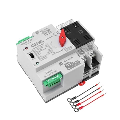 GEYA Mini Interruptor de transferencia automática Interruptores selectores eléctricos Interruptor de alimentación dual 2Pole 63A 220V 50/60Hz Generador de red a AC (Negro)