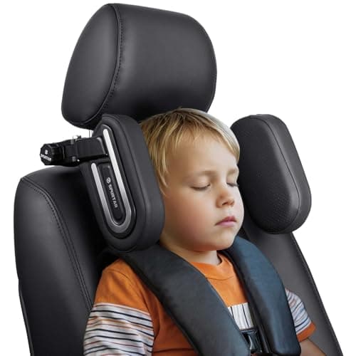 Spurtar Reposacabezas de coche para niños, cojín de auto ajustable para niños, accesorio de interior de coche, gadget de viaje se ajusta solo para la distancia entre dos palancas del asiento del coche