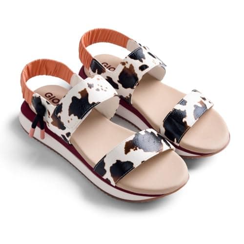 Gioseppo ESLOV - Sandalias Deportivas con Plataforma para Mujer, Comodidad y Estilo, Cierres Ajustables y Elástico en el Tobillo, Estampado Vaca, Talla 41