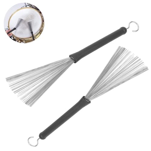 Zwenjuan Cepillos de Tambor Retráctil,2 Piezas Cepillo de Tambor de Jazz Jazz Drum Brushes Palillos con cómodas Asas de Goma,para interpretaciones de Jazz y música Suave