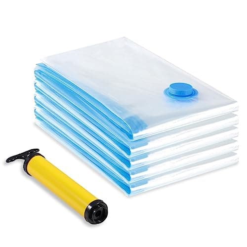 Diboniur Bolsas Vacio Ropa, 5 Piezas 80 x 60 cm Almacenamiento Ropa Reutilizable, Bomba Vacio Bolsas para Ropa Edredón Almohada Manta