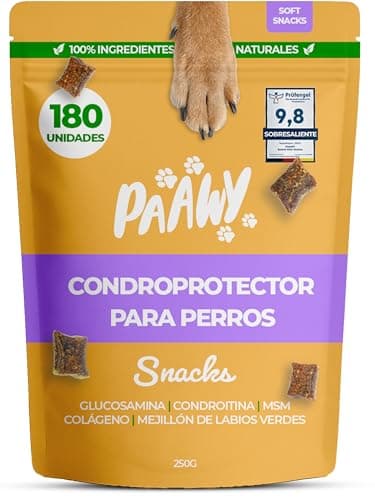 Condroprotector Perros de Paawy | MEJOR EN LA PRUEBA | 180 Snacks con Glucosamina, Condroitina, MSM y Colágeno – Antiinflamatorio Natural para Articulaciones y Artrosis – para Razas pequeñas y Grandes