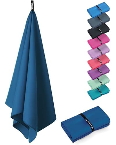 Fit-Flip Toalla Microfibra Gimnasio - compacta, Ultraligera y de Secado rápido – Toallas para Gym, Piscina, Viaje, Natacion y Playa Grande (1x 50x100cm Azul Profundo)