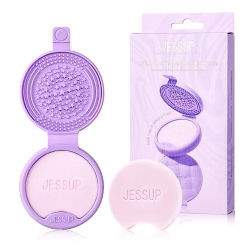 Jessup Alfombrilla Limpiadora de Brochas de Maquillaje de Silicona con 2 Jabones Sólidos, Herramienta de Limpieza Portátil para Limpiar Esponjas y Brochas de Maquillaje, A013