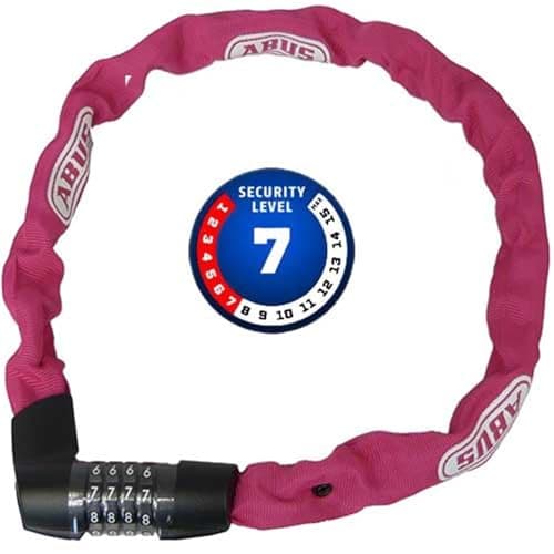 ABUS Cerradura de Cadena Tresor 1385 - Cerradura de combinación de Acero Templado - Cadena Cuadrada de 7 mm de Grosor - Nivel de Seguridad 7-85 cm - Coral