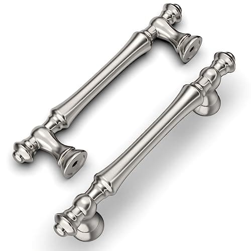 Amerdeco 6 Piezas Tiradores Cocina Tirador Armario 96mm,Aleación de Zinc, Satinado Cepillado, para Puertas y Cajones, UK0017