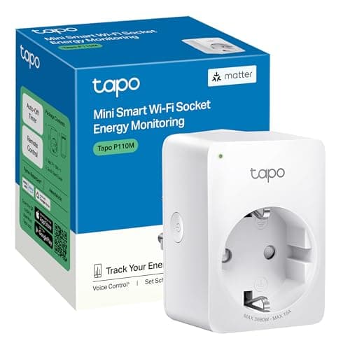Tapo P110M – Mini enchufe inteligente Wi-Fi (con monitoreo de energía), programación encendido/apagado, ahorro de energía, compatible con Alexa y Google Home