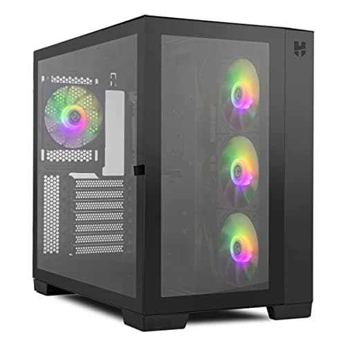 NOX Xtreme Products Hummer Astra – Semitorre ATX/Micro ATX con Cristal Templado, Ventiladores EASYLINK LED ARGB, hasta 10 Ventiladores, Soporta Gráficas Grandes, USB 3.0, Negro