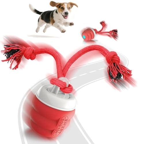 FUGODIWI Pelota Interactiva Perro – Juguetes Interactivos para Perros, Pelota para Perros con Cuerda, Pelota Perro se Mueve Sola para Cachorros/Perros Pequeños/Medianos, Recargable por USB