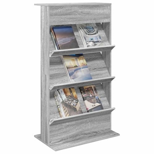 vidaXL Estante de revistas con Estante Gris Sonoma 70 x 41 x 126 cm, Organizador de Sala, Estante Moderno, Soporte Independiente para revistas, Ahorra Espacio, diseño de Madera