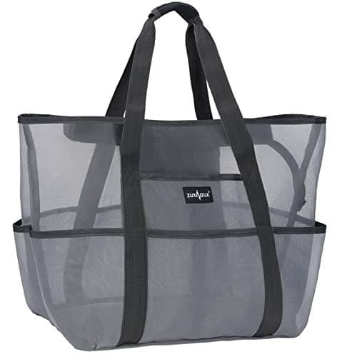 ZUXNZUX Bolsa Playa Grande XXL Familiar, Bolsa Cremallera Playa Malla, Lavable Resistente a La Arena Plegable ​Transpirable Juguetes Viaje
