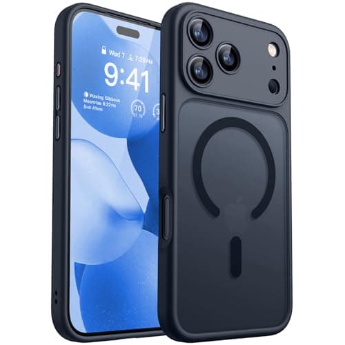 CANSHN Funda Magnética para iPhone 17 Pro (6.3 Pulgadas), Compatible con MagSafe, [Protección Total de La Cámara] Carcasa Fondo Mate Translúcido,Negro