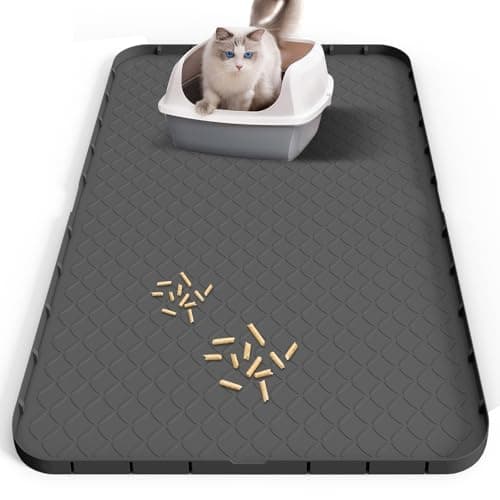 Bandeja de arena de silicona XXL 88 × 56 cm – Resistente al agua, antideslizante y fácil de limpiar – Esterilla para arena para gatos, color negro, para comedero y arenero para gatos