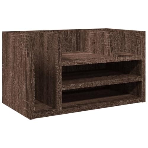 vidaXL Organizador escritorio madera ingeniería marrón 44,5x24x25 cm, almacenamiento de escritorio, organizador de papelería, estante de almacenamiento de escritorio