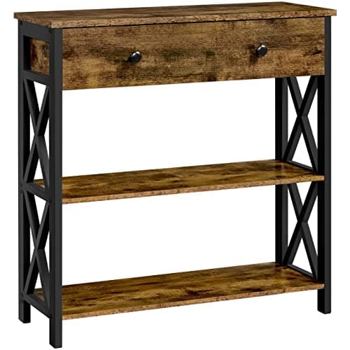 Yaheetech Mueble Entrada Recibidor Mesa de Consola de 3 Niveles Mesa Recibidor Auxiliar de Industrial Rústica para Sofá Pasillo 80 x 29,5 × 81cm