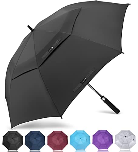ZOMAKE Paraguas Golf Antiviento Automatico 50 Pulgadas,Extra Grande Paragua Resistente con Doble Toldo Venteado Impermeable A Prueba de Viento Palo Paraguas para Hombre Mujer(Negro)