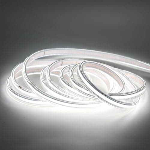 pcning Tira LED COB 5M 220V Blanco Frio 6000K con Enchufe sin Transformador IP67 Impermeable, 5 Metros 230V LED Strip Light (Blanco Frío, 5M)