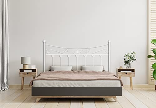 HOGAR24 ES Cabecero de Forja Mod. Coin | Camas de Matrimonio y Juvenil | Fabricado en España | Color Blanco | Cama de 135 cm.