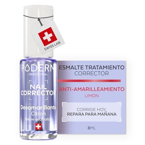 PODERM Esmalte Uñas Tratamiento Corrector & Perfeccionador – Anti-Amarilleo Limón | 8 ML – Restaura Claridad con Acabado Brillante para Uñas Amarillas y Manchadas | Desarrollado por Podólogo en Suiza