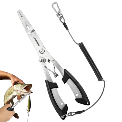 Alicates de pesca para pesca, alicates de pesca portátiles con cordón, tijeras de pesca multifuncionales, accesorios de pesca para agua salada y agua dulce