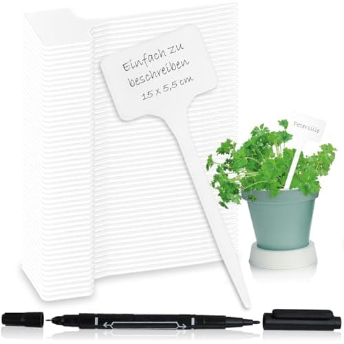 com-four® 50x Etiquetas para Plantas con Marcador de Doble Cara - Etiquetas enchufables de 15 cm para Habitaciones, Balcones, Jardines - estacas para Plantas para etiquetar