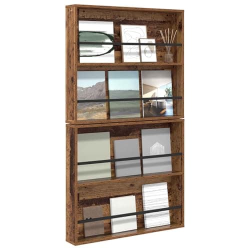 vidaXL Estante de revistas 2 pcs Madera Vieja 80 x 12 x 70 cm, Organizador de Sala, Estante de Pared para Interiores Modernos, decoración útil, solución eficaz para revistas