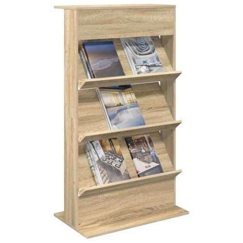 vidaXL Estante de revistas con Estante Roble Sonoma 70 x 41 x 126 cm, Organizador de Sala, Estante Moderno, Soporte Independiente para revistas, Ahorra Espacio, diseño de Madera