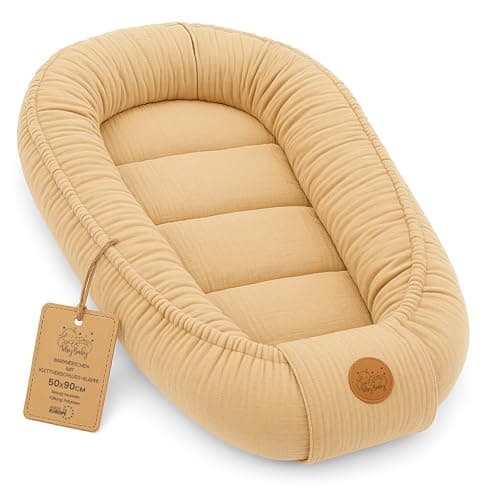 Muselina Nido bebé recién nacido 90x50 cm - capullo de colecho reductor cuna algodón cuco ideal para góndola moisés y viaje perfecto para niños y niñas Beige