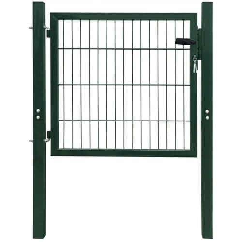 vidaXL Puerta de Valla Acero Verde 100x100 cm Reja Jardín Cercado y Cerradura