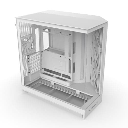 NZXT H9 Flow (2025) – Caja de PC ATX de Torre Media de Gran Flujo de Aire de Doble Cámara – Incluye 3 Ventiladores de 140 mm y 1 de 120 mm – Soporte para radiador de 420 mm – Vidrio Templado – Blanco