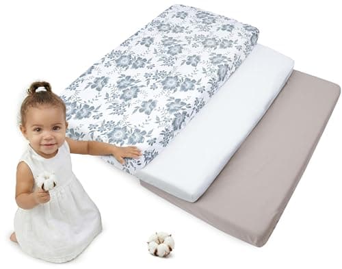 Medi Partners Sabana Bajera Cuna 60x120 Set de 3-100% Algodon Sabanas de Algodón Bebe Ropa de Cama para Bebés Dormir Cuna Fitted Bed Sheet Protector (Berry-Blanco-Gris)