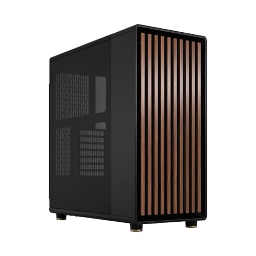 Fractal Design North Charcoal Black - Frente de Madera de Nogal - Paneles Laterales de Malla - Incluye Dos Ventiladores Aspect PWM de 140 mm - Puerto USB Tipo C