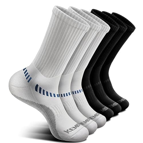 BULLIANT Calcetines Hombre 6 Pares, Calcetines Antiampollas Deporte Compresivos Senderismo Medias Futbol,Transpirable con Suela Totalmente Acolchada(6Pares-Negro/Blanco2760-43-46)