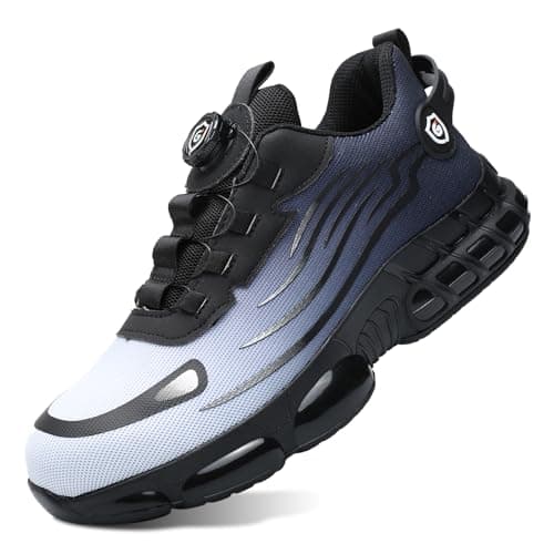 Zapatos de Seguridad para Hombre Mujer Zapatillas Ligeros Calzado Trabajo Comodo Antideslizante con Puntera de Acero Blue 36 EU