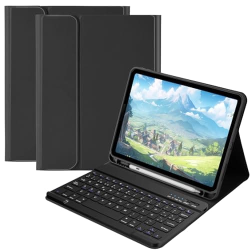 Funda con Teclado para iPad Air 11"(M2/M3) 2024/2025 iPad Air 5ª y 4ª Gen 10.9" 2022/2020, Teclado QWERTY Español, Funda con Portalápices Bluetooth Magnético Desmontable para iPad Pro 11" 2018(Negro)