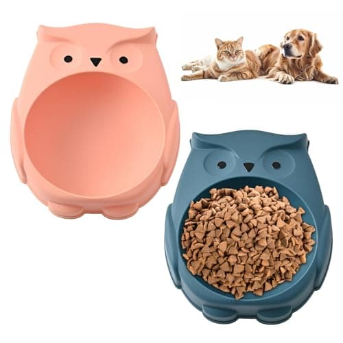 Zliger Paquete de 2 cuencos para gatos, cuenco antifatiga para gatos, plato de comida húmeda y seca, platos pequeños para gatos de interior, bonitos cuencos para gatitos