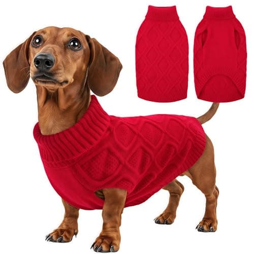 KONVINIT Jersey Perro Grande Talla XS-XXL Suéter Perro Cuello Alto Elástico Tejido Transpirable Rojo para Navidad