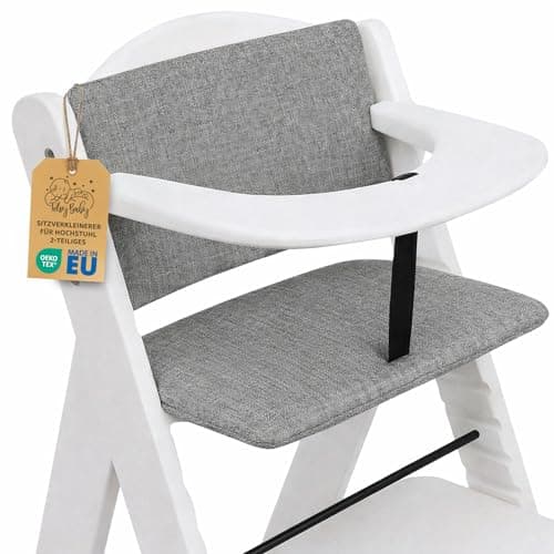 Funda trona universal 2 piezas - cojin para de tronas fundo silla para niños y niñas para Hauck y Stokke comer Cojín para silla infantil con revestimiento impermeable Oeko-Tex Gris